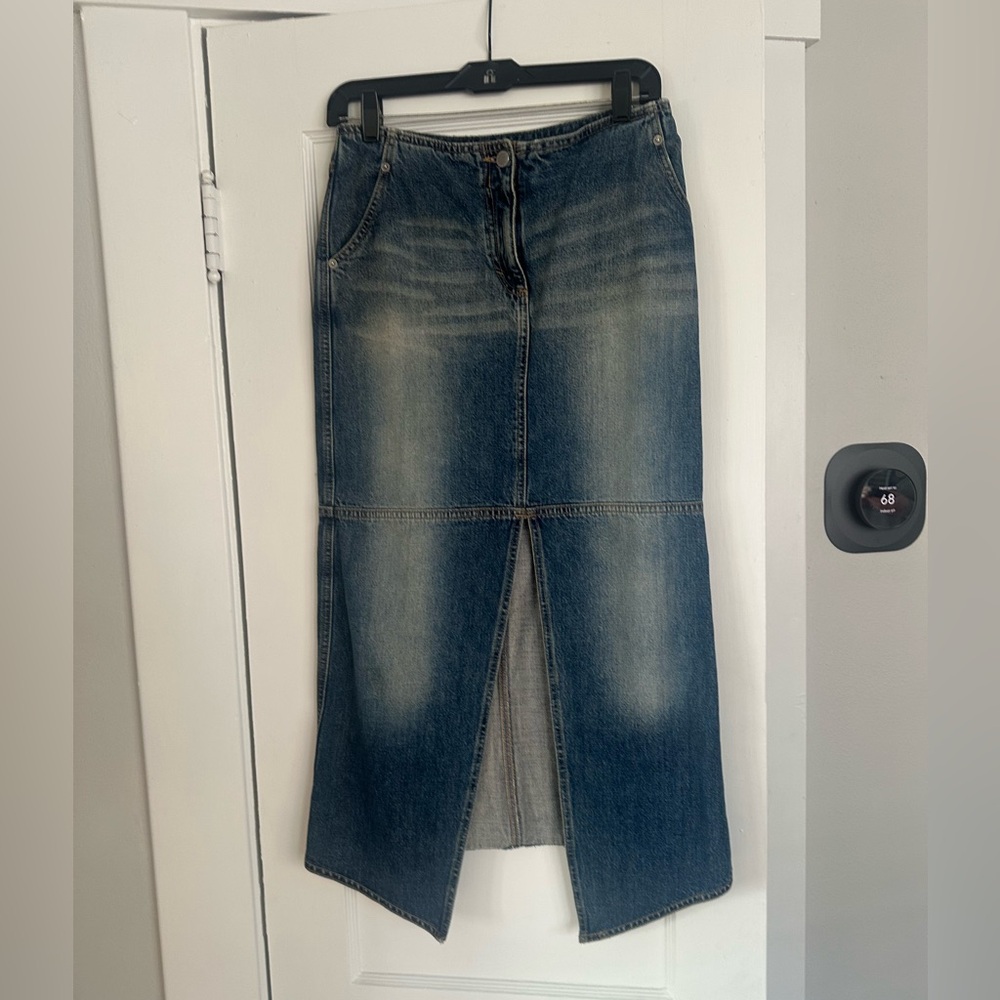 Denim m Skirt with Front Slit